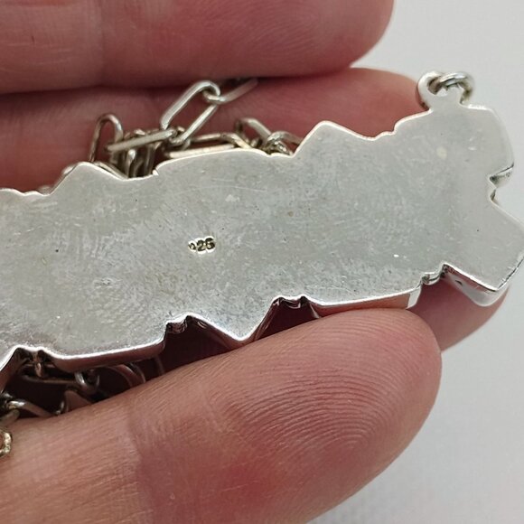 Purple Mojave Copper Turquoise Sterling Silver Double Bar Necklace - Picture 5 of 6